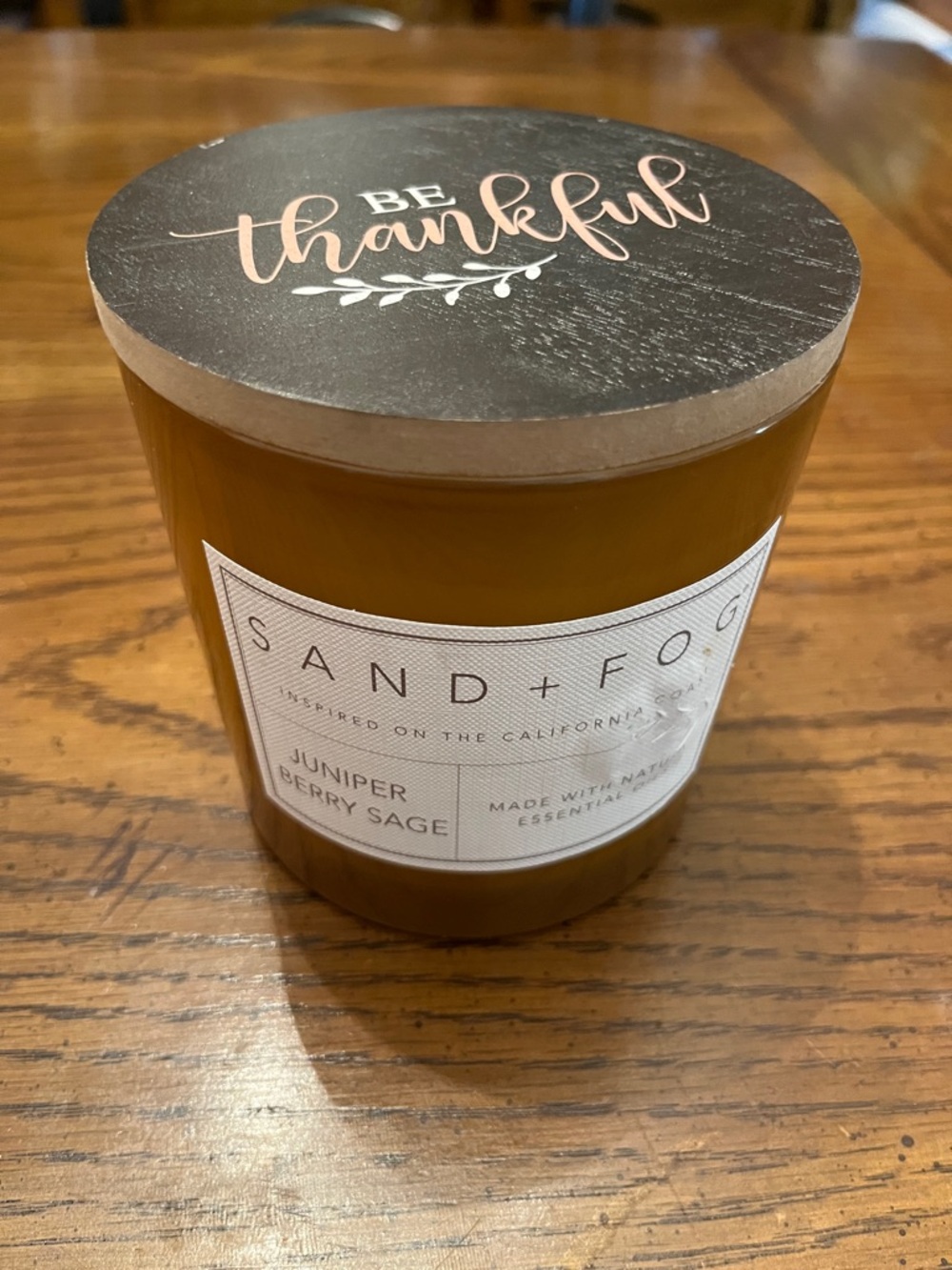 Sand + Fog Juniper Berry Sage Scented Candle — Amber Glass‎ with Black Lid